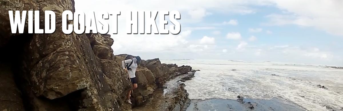 Hiking across a tough beach section on the Wild Coast trail